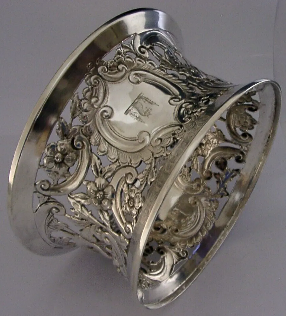 photo furniture 352g Sterling Zilver Jennens Family Crest Schaaltjesring 1908 Antiek