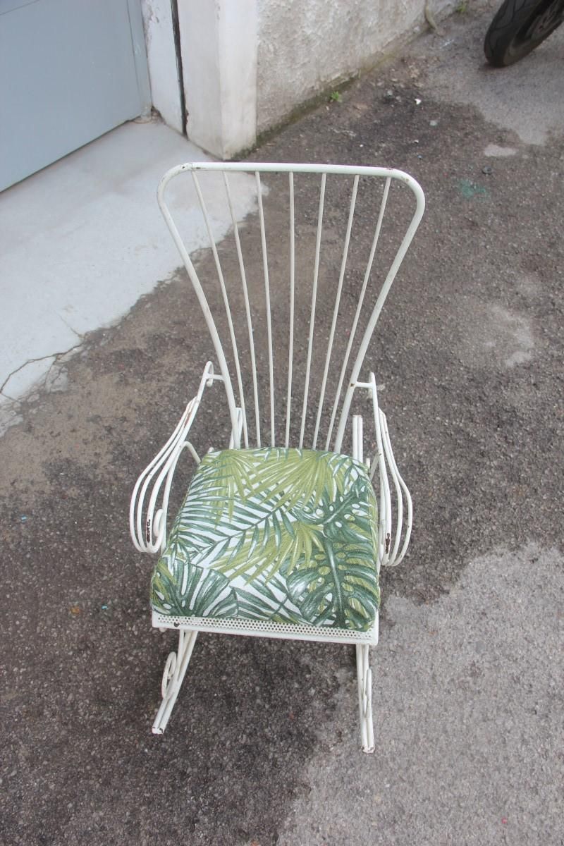Midcentury Garden Swing In Child White Worked Metal, 1950s photo furniture