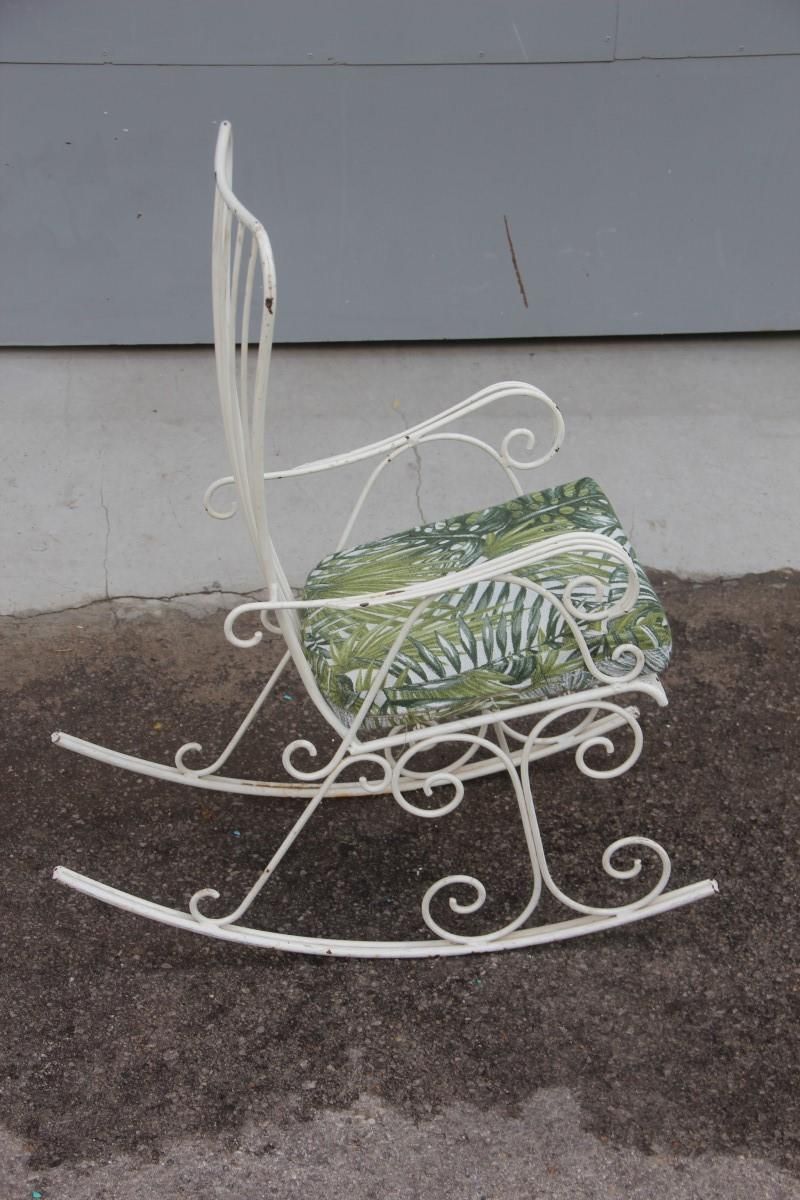 Midcentury Garden Swing In Child White Worked Metal, 1950s photo for sale