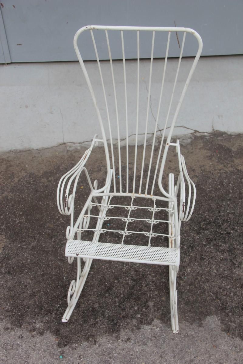 Midcentury Garden Swing In Child White Worked Metal, 1950s photo 960.0