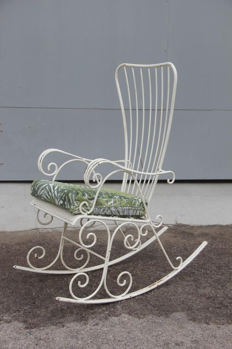 Midcentury Garden Swing In Child White Worked Metal, 1950s photo buy