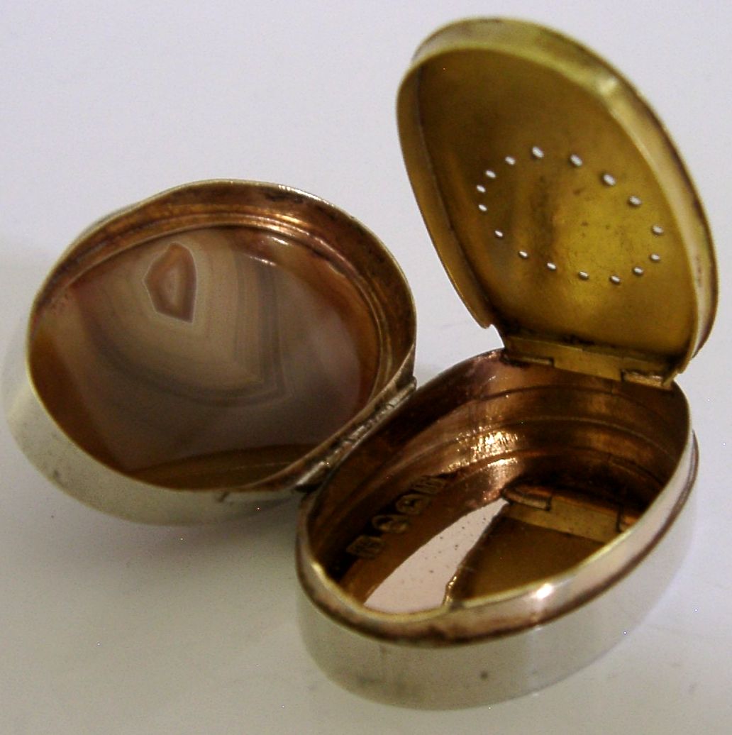 Zeldzame Georgische sterling zilveren agaat vinaigrette doos 1801 antiek photo furniture
