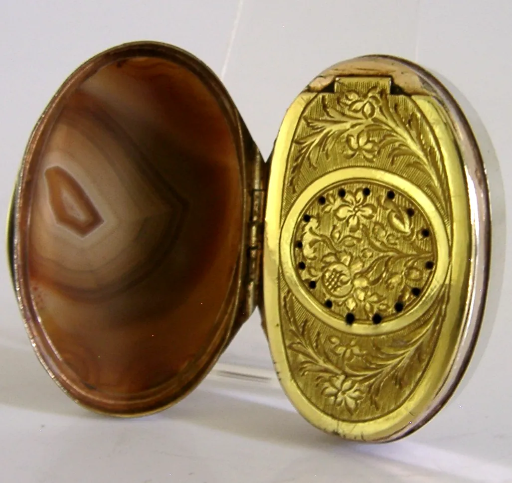 Boîte à vinaigrette d'époque georgienne en argent sterling et agate, 1801 photo vinterior