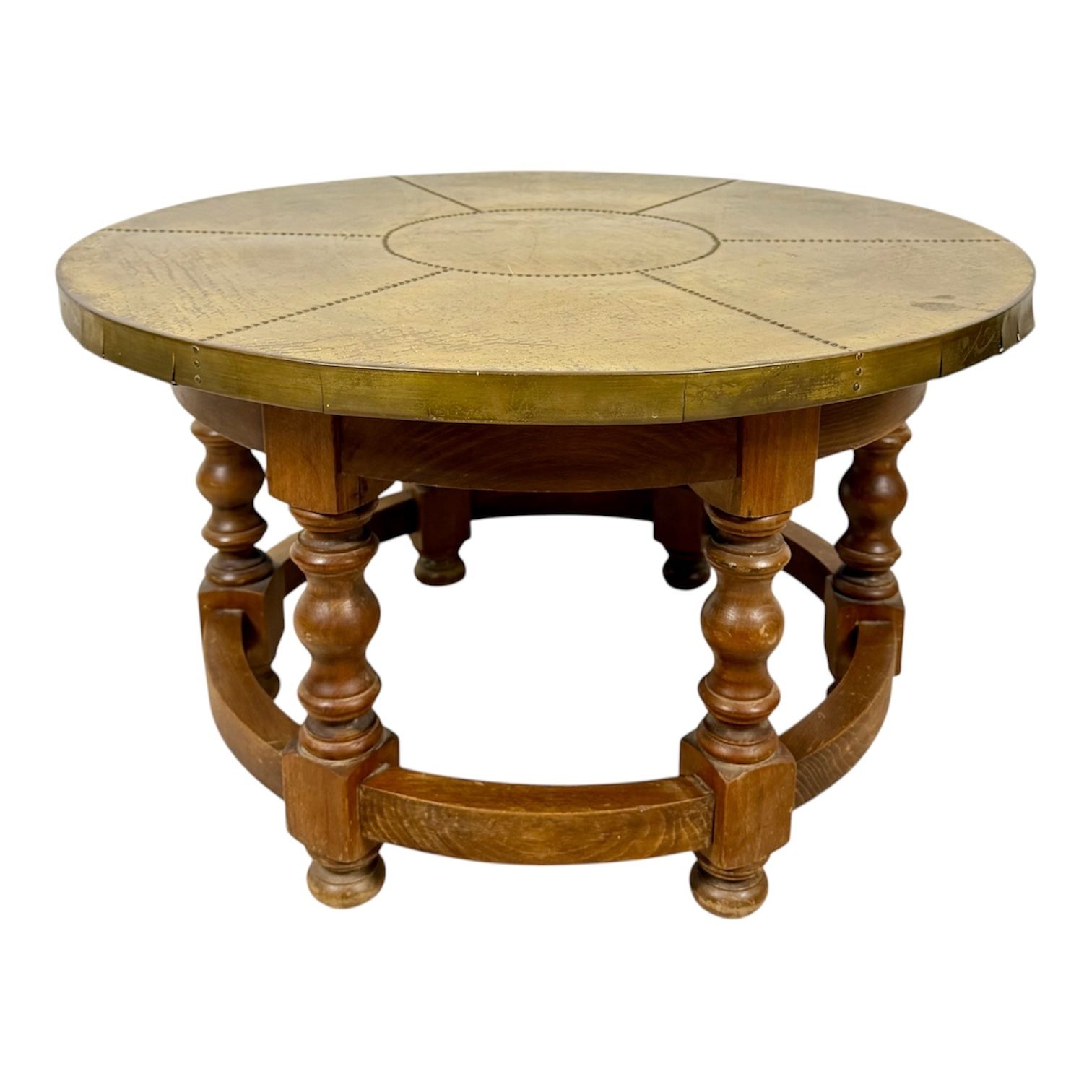 Spaanse salontafel met messing tafelblad, midden 20e eeuw