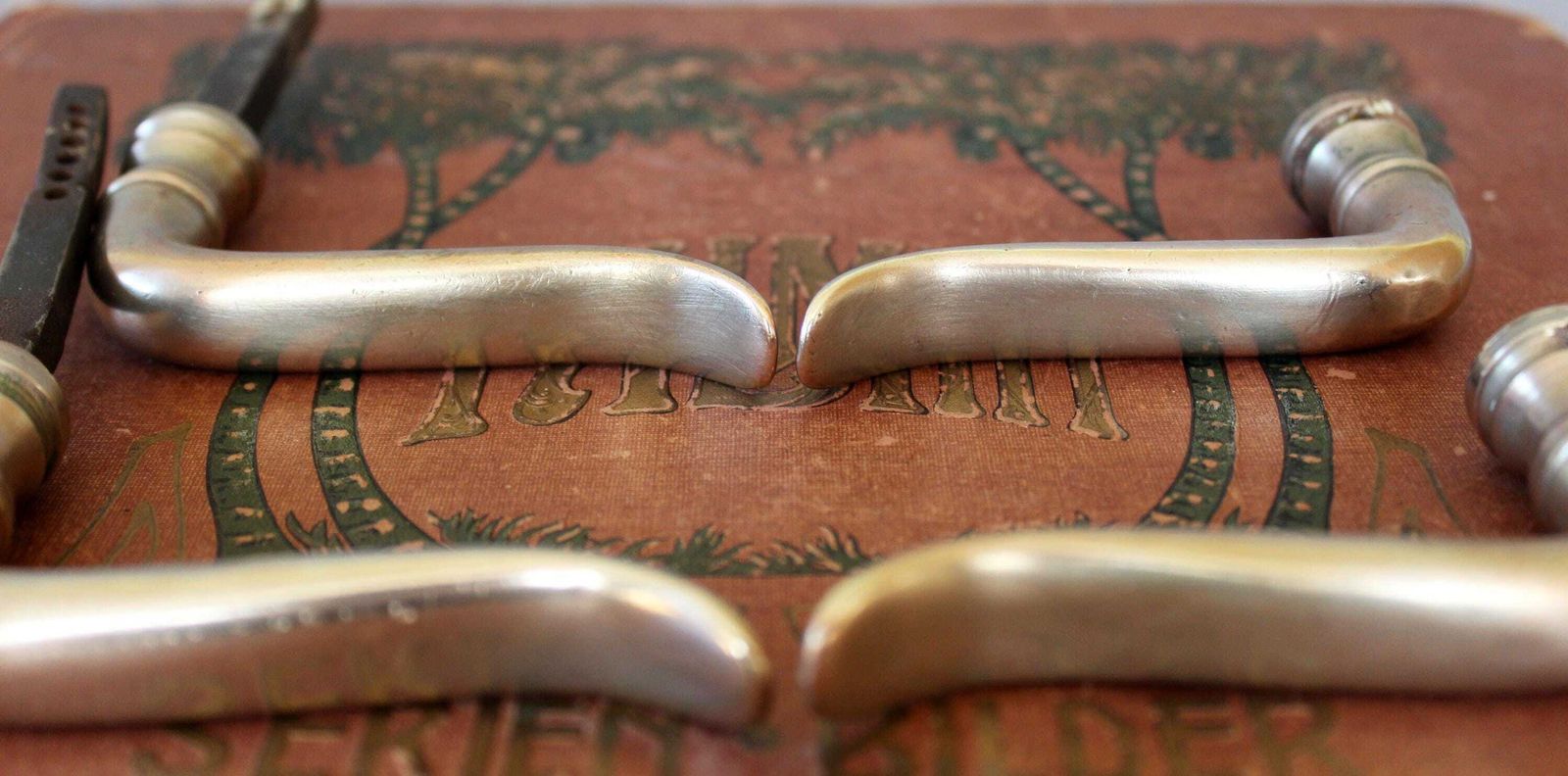 4 Antique Art Nouveau Chromed Brass Door Lever, Door Handles, Hardware Restoration, Door Pull, Entrance, Architectural, Geometric Bauhaus photo 72.0