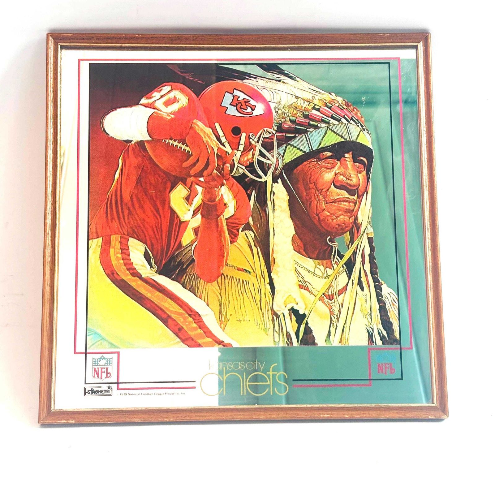 Vintage Chuck Ren Kansas City Chiefs NFL Theme Art Mirror by DAMAC Inc. ca. 1979