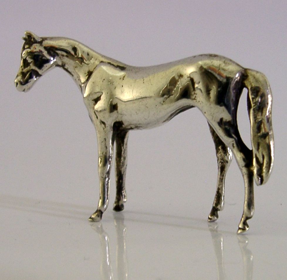 Massief sterling zilveren paardenbeeldje, 2,25 inch, begin 20e eeuw photo furniture