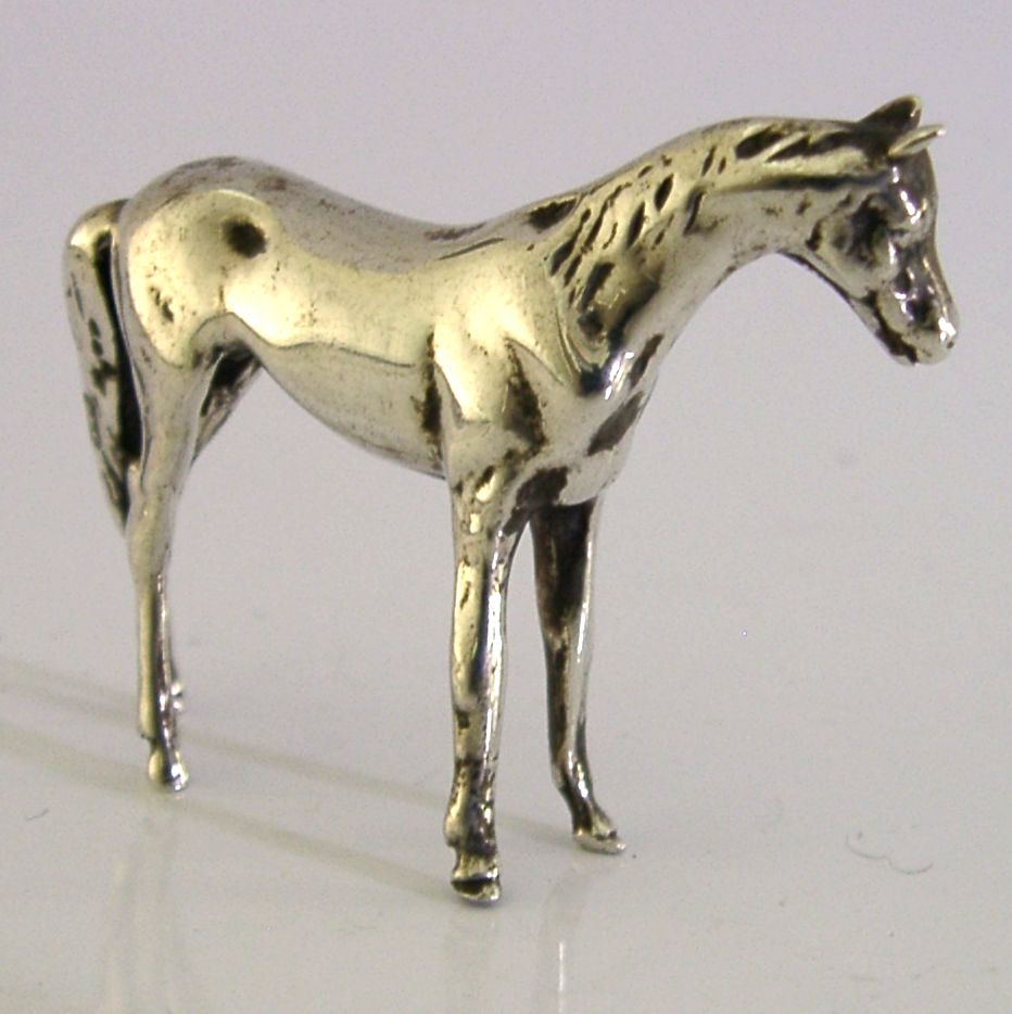 Massief sterling zilveren paardenbeeldje, 2,25 inch, begin 20e eeuw photo Kunst