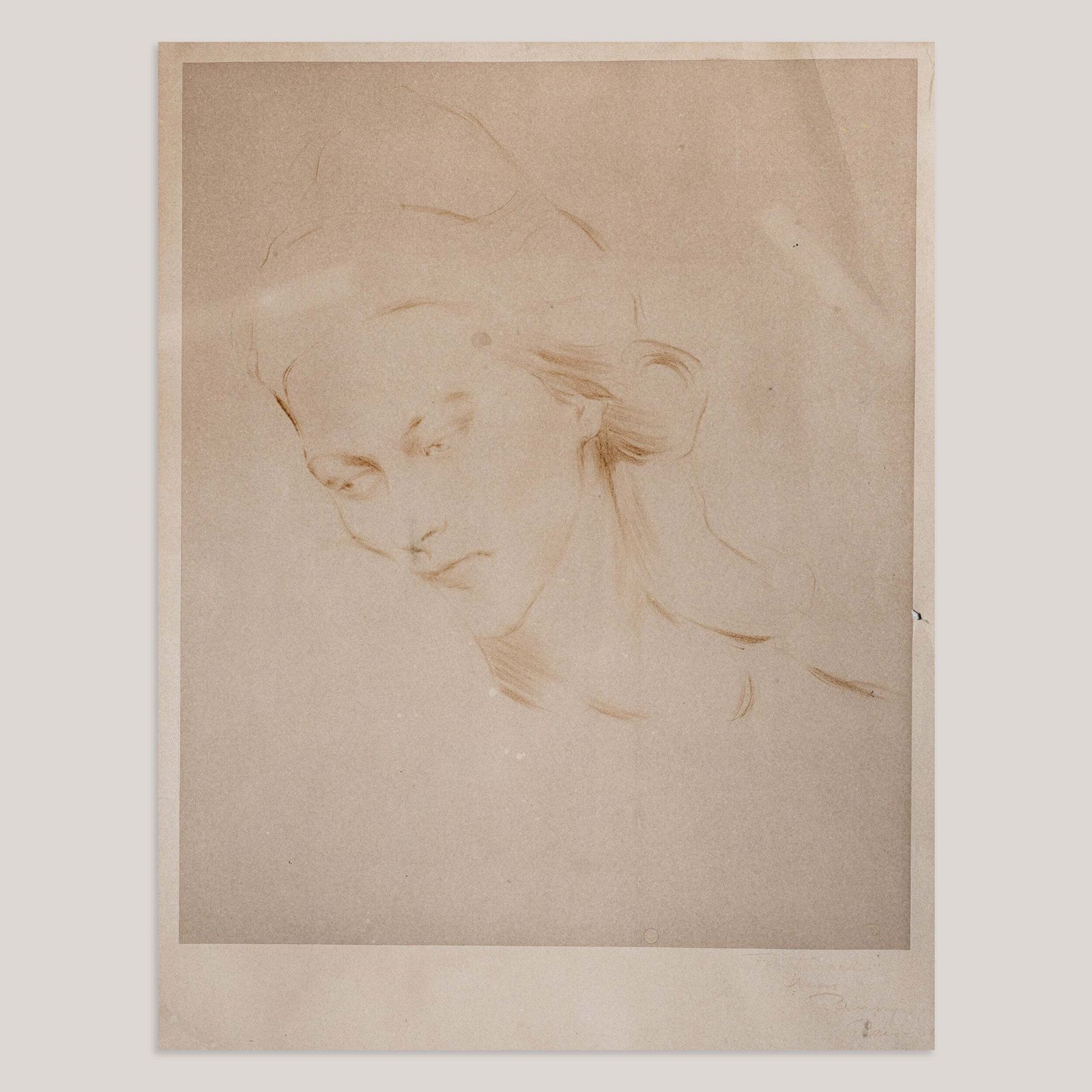 Portreitstudie van een vrouw, gesigneerd, 19e eeuw