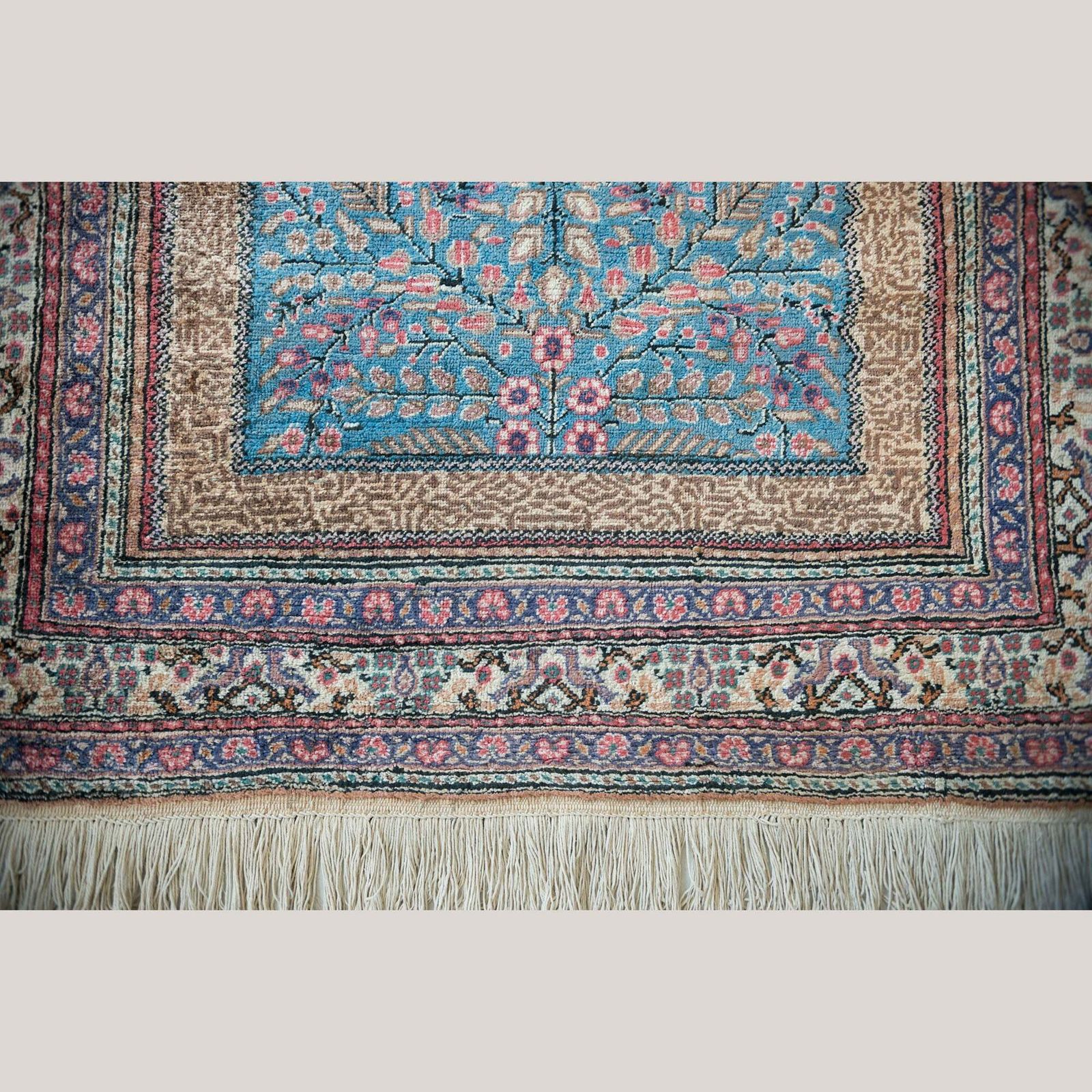 Vintage Hand Knotted Hereke Silk Prayer Rug, Tree Of Life Design – 188 × 118 Cm photo furniture