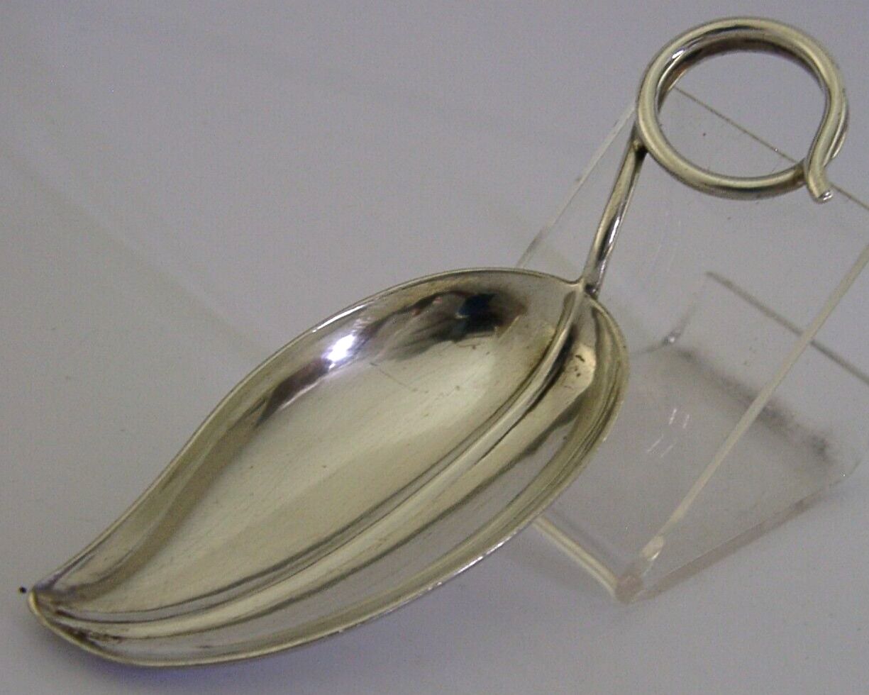Novelty Sterling Silver Leaf Caddy Spoon C1930 American Antique photo for sale