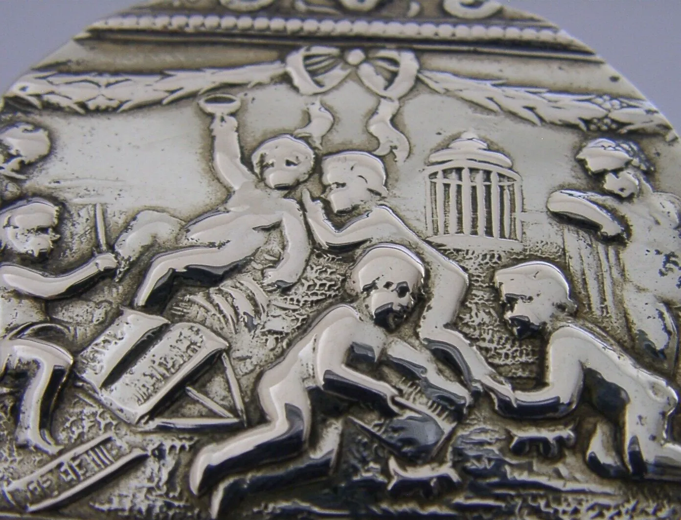 Superb German Solid Silver Figural Cherub Scenes Box C1900 Antique photo furniture