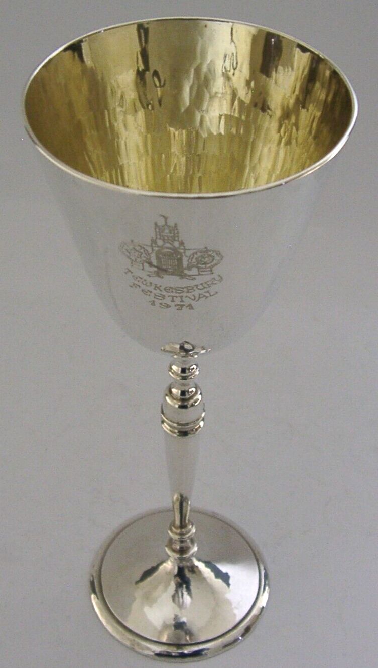 Heavy 140g Arts & Crafts Tewkesbury Sterling Silver Wine Goblet 1971 Barware photo furniture