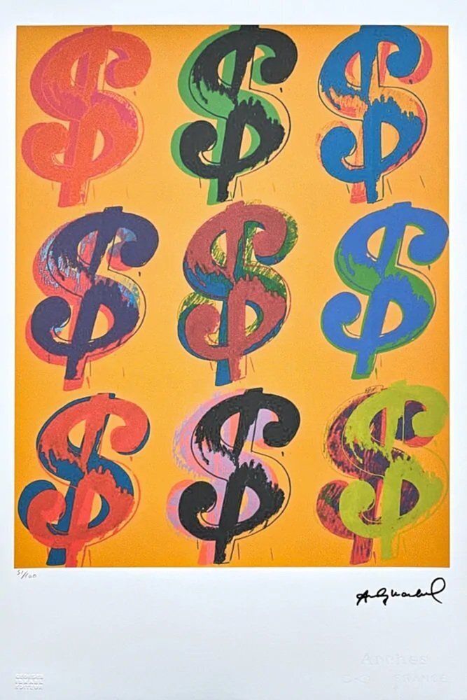 Naar Andy Warhol, 9x Dollar, jaren 1980, print
