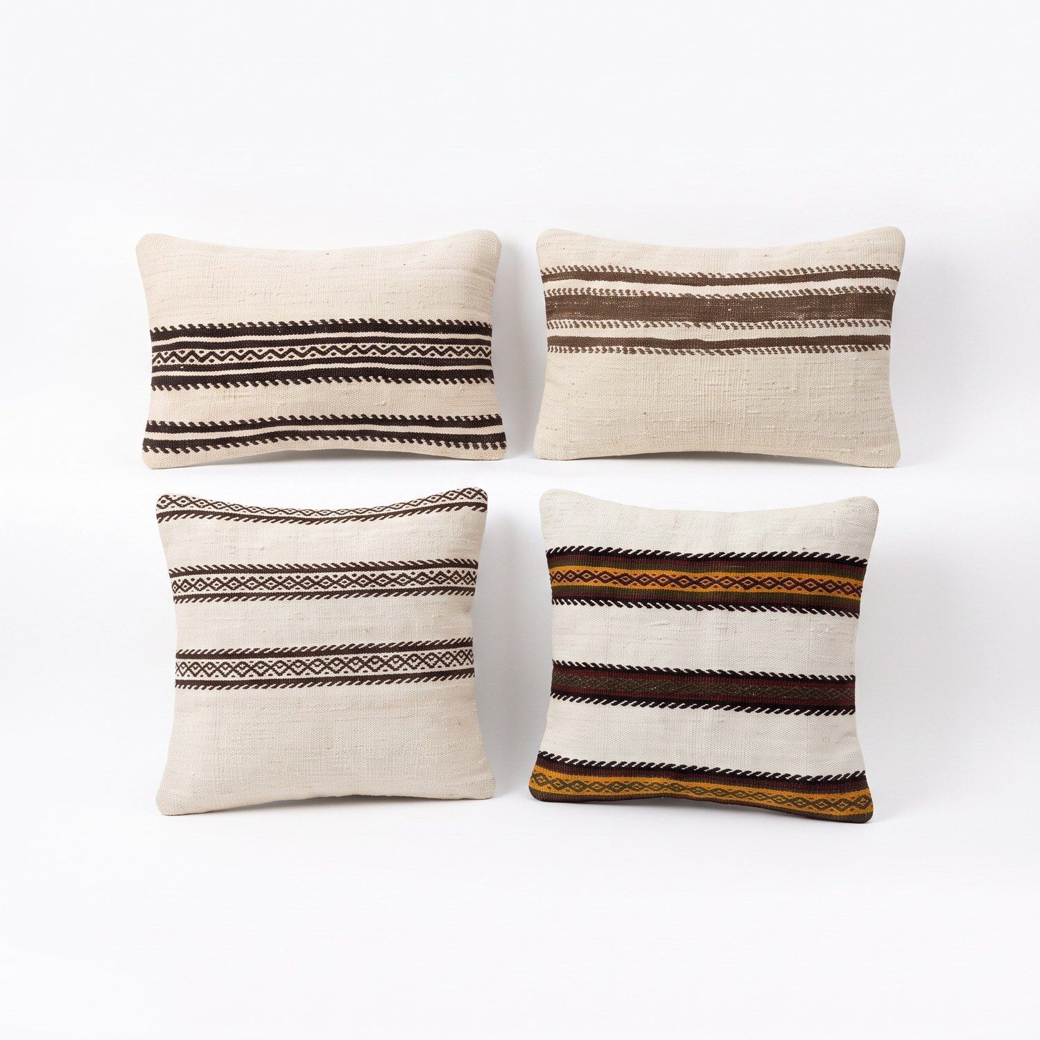 Housse de coussin lombaire Oushak Kilim 40 x 60 cm, lot de quatre photo for sale