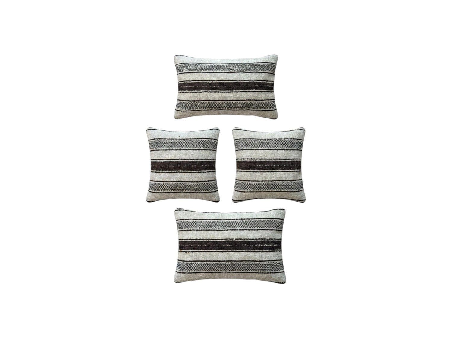 Housse de coussin lombaire kilim anatolien 40 x 60 cm, lot de quatre
