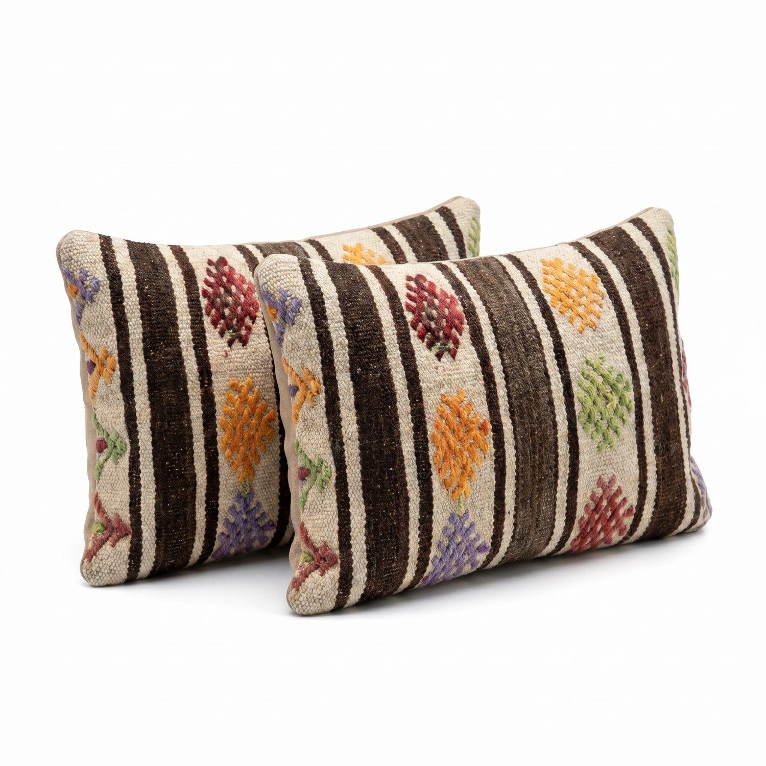 Housse de coussin lombaire kilim anatolien 40 x 60 cm, lot de deux photo for sale
