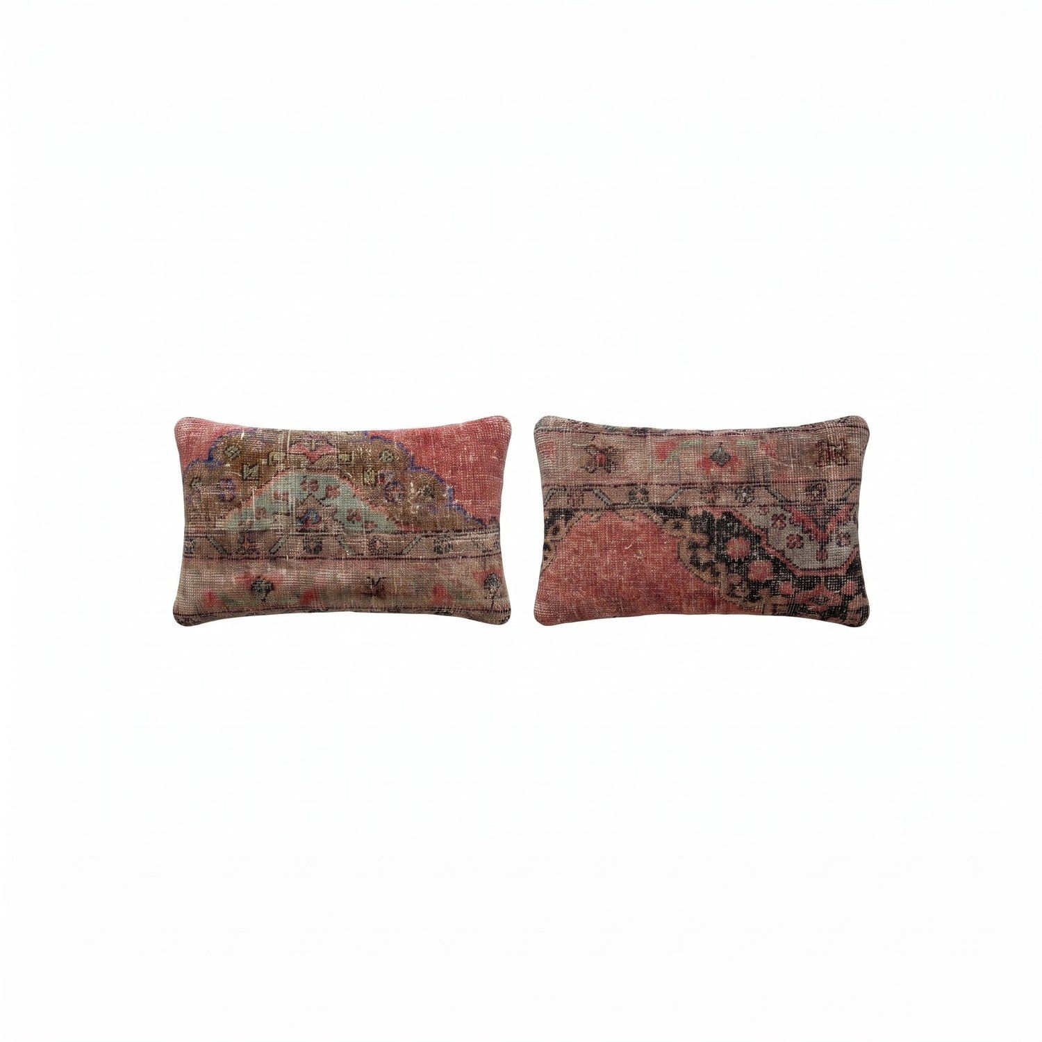Housse de coussin lombaire en tapis anatolien, 40 x 60 cm, lot de deux