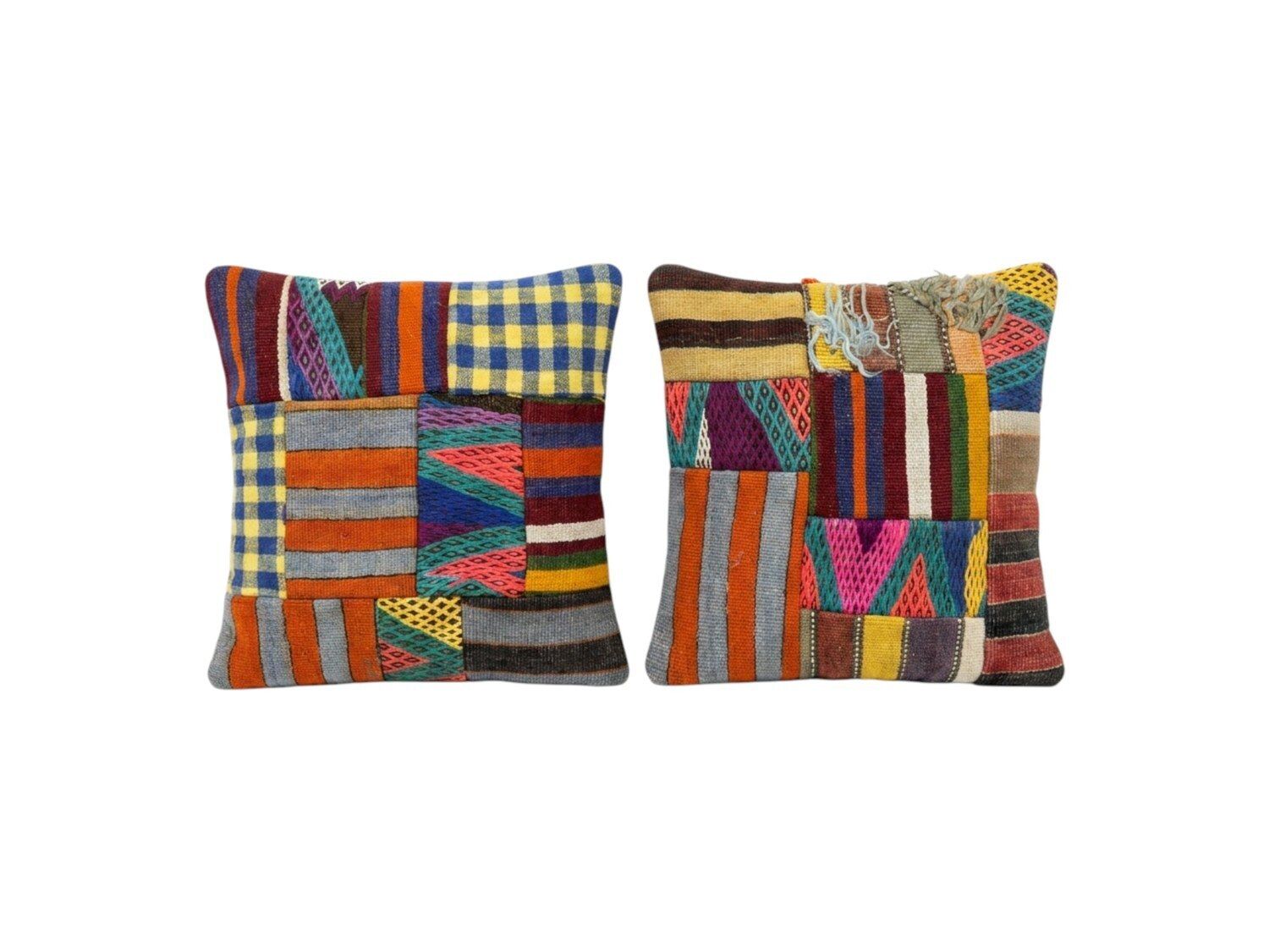 Housse de coussin kilim anatolien 50 x 50 cm, lot de deux