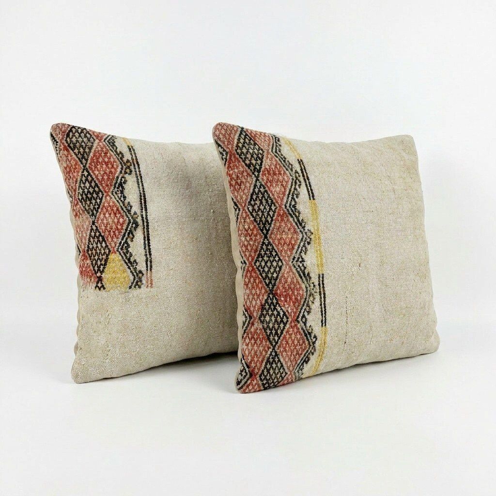 Housse de coussin kilim anatolien 60 x 60 cm, lot de deux photo for sale