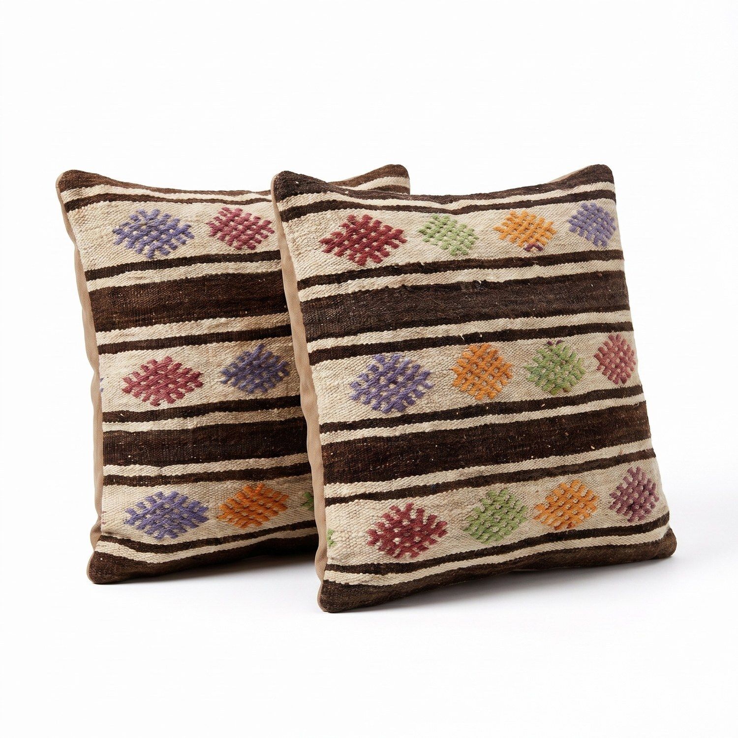 Turkische Kilim Kussenhoes 60 x 60 cm, Set van Twee photo for sale