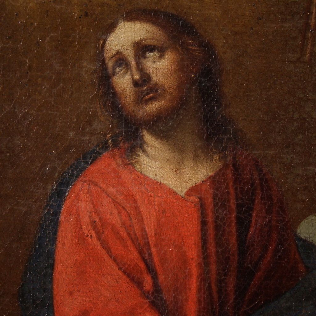 Tableau italien d'époque, Christ avec des anges, XVIIe siècle photo 2400.0