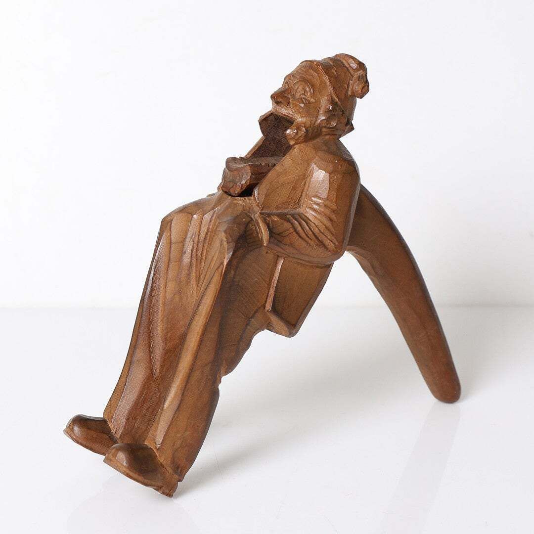 Antique Wooden Nutcracker Figure European Black Forest Hand Carved Lux Folk Art photo 581.0
