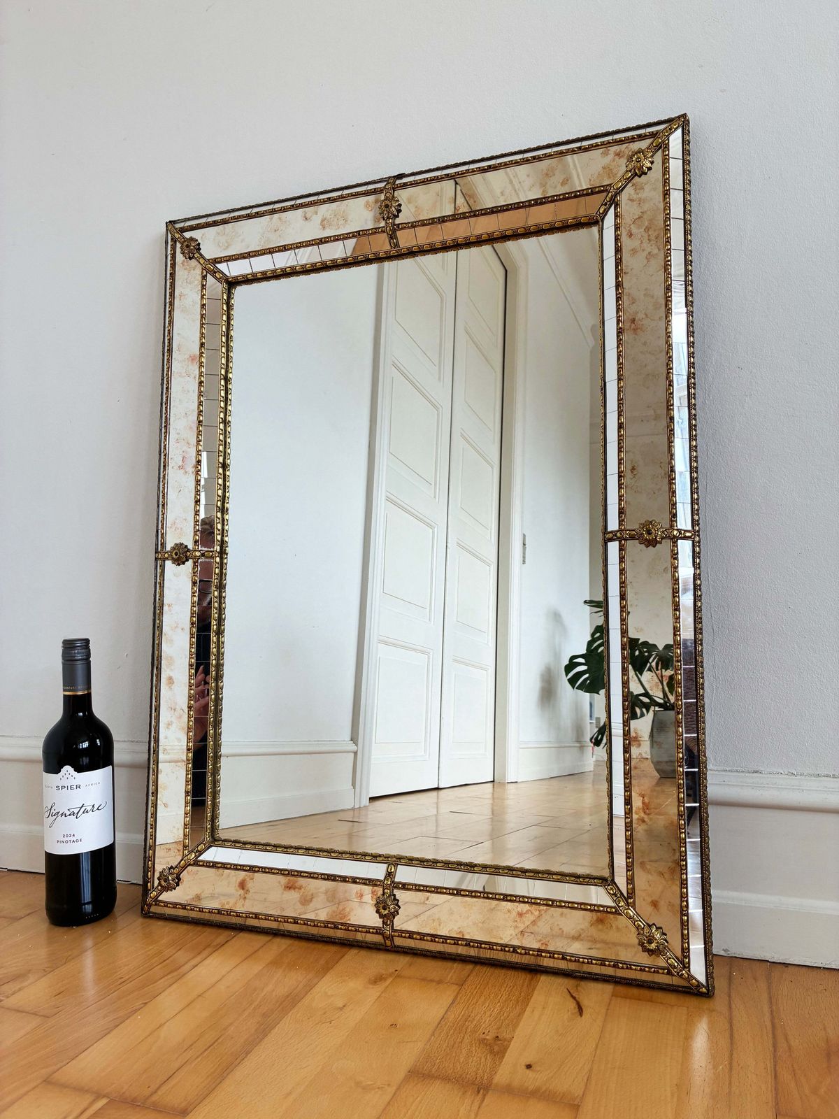 Vintage Spanish Venetian Style Wall Mirror, Rectangular, Brass, 1980s Hollywood Regency photo 1312.0