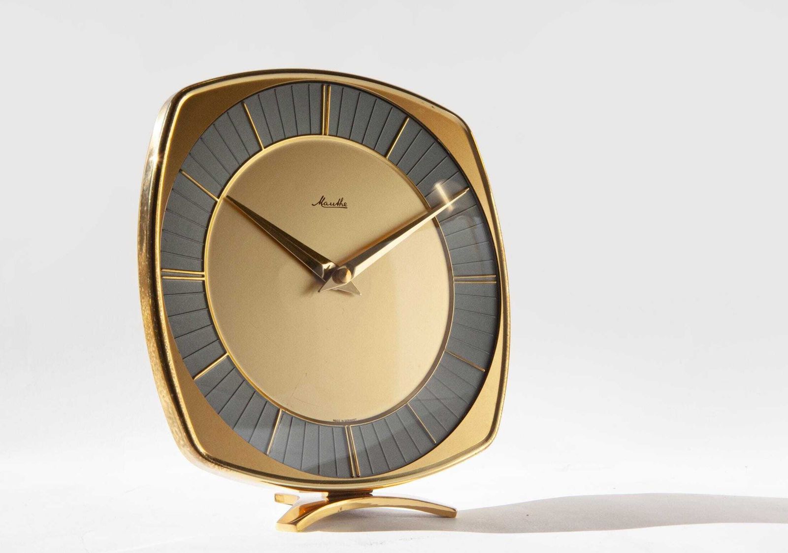 Boxed! 1950s Mauthe Germany Desk Clock Mid Century Modernism Art Deco Junghans Table. photo furniture