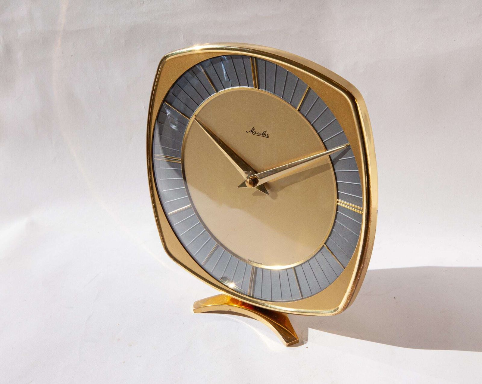 Boxed! 1950s Mauthe Germany Desk Clock Mid Century Modernism Art Deco Junghans Table. photo 324.0
