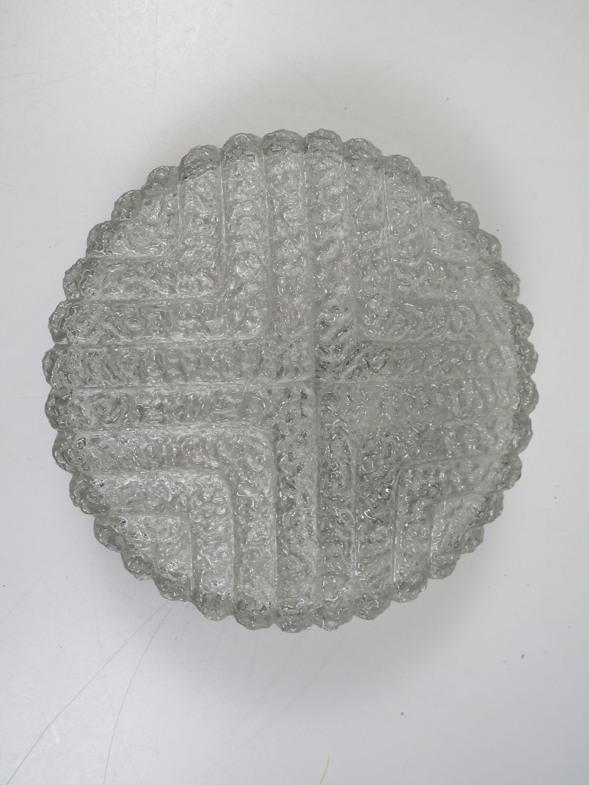 Mid Century Rzb Pressed Glass Ceiling Light, Germany, 1970s