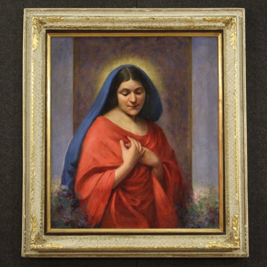 Italiaans schilderij Madonna, gedateerd 1929 photo for sale