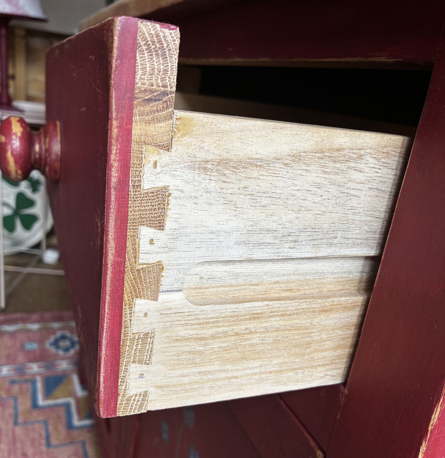 Furniture Red Painted Oak Cupboard, 2010s photo