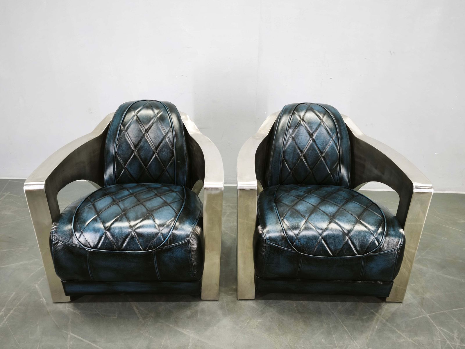 4920.0 Paar Timothy Oulton Aviator fauteuils in leer en staal, jaren 1990 photo