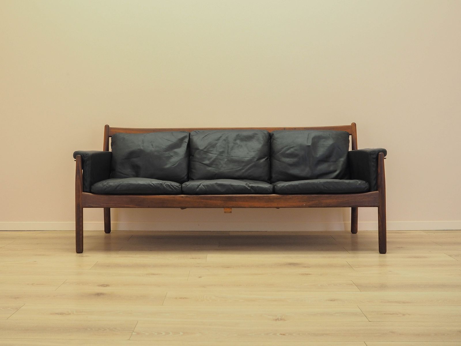 Three Seater Sofa By Gunnar Myrstrand For Källemo, Wood And Leather, 1960s photo furniture