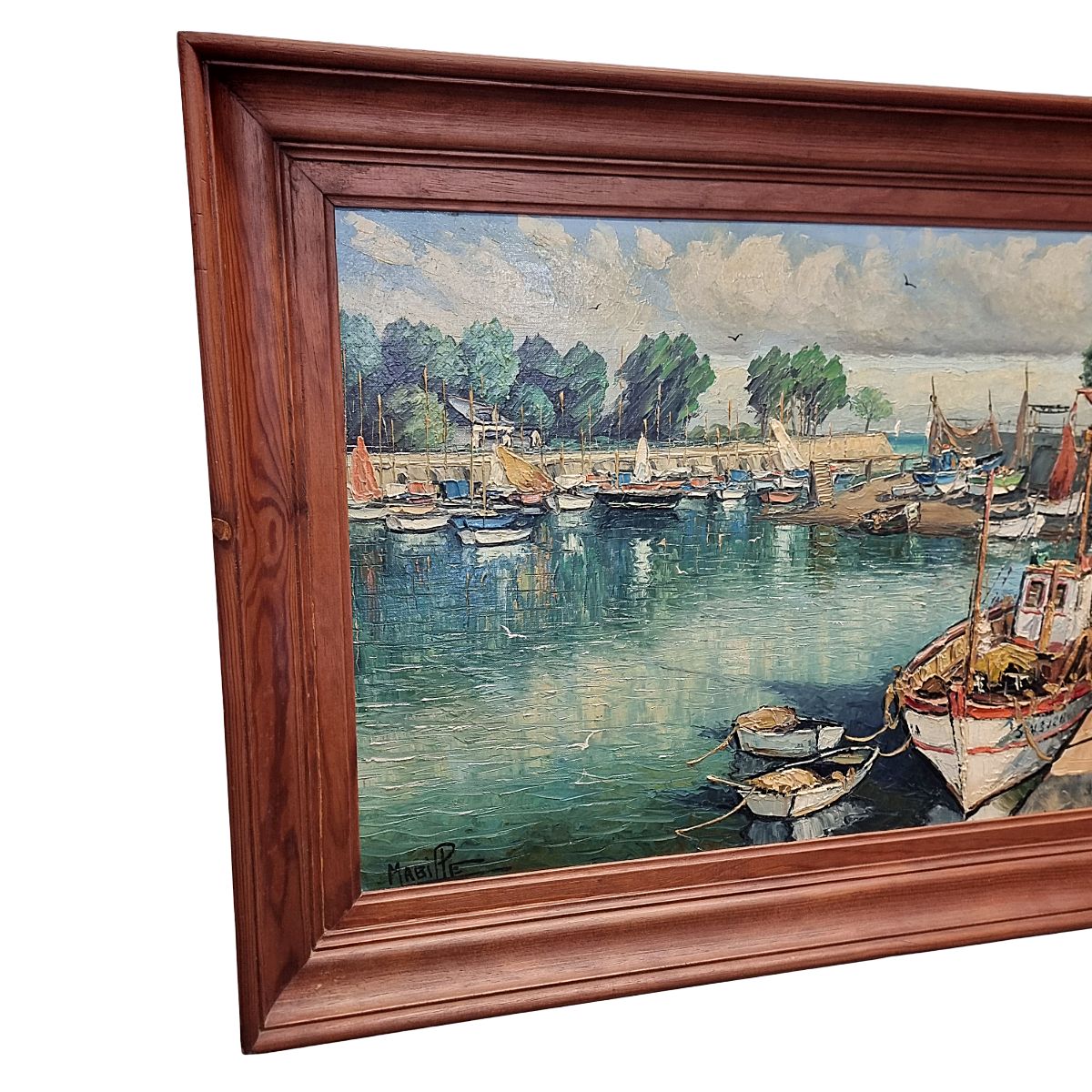 Vue de port de Georges Robert Mabille, huile sur toile photo furniture