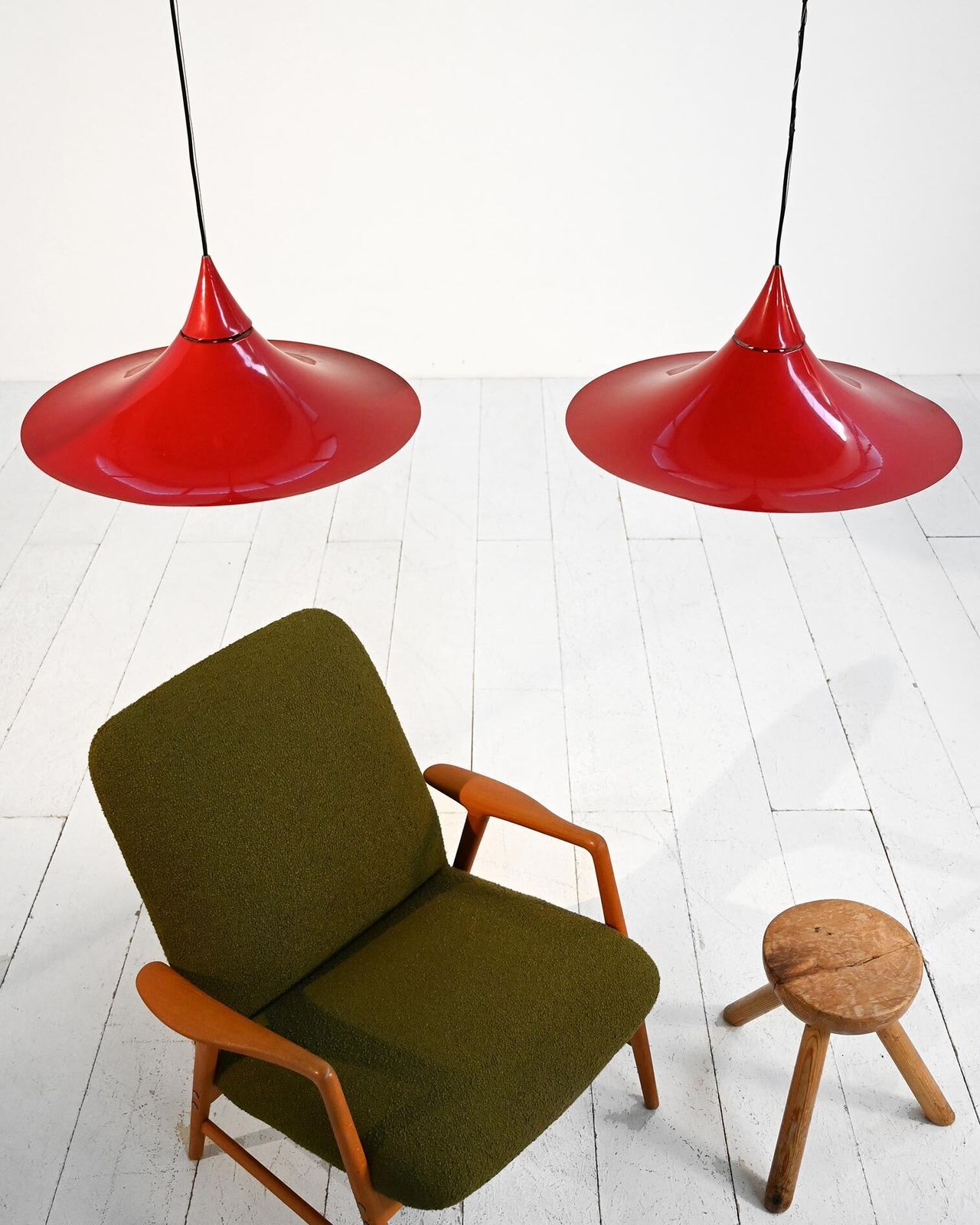 Pair Of Pendant Lamps Attributable To The “Semi” Model By Claus Bonderup And Torsten Thorup For Fog & Mørup, 1960s photo furniture