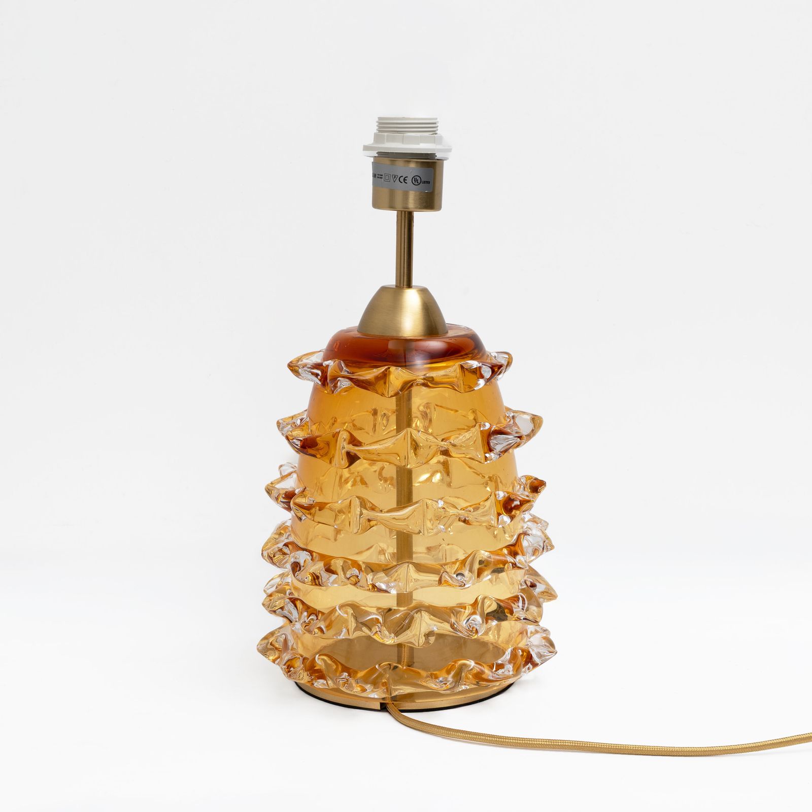 Paar Amber Rostrato Murano Glazen Tafellampen photo for sale