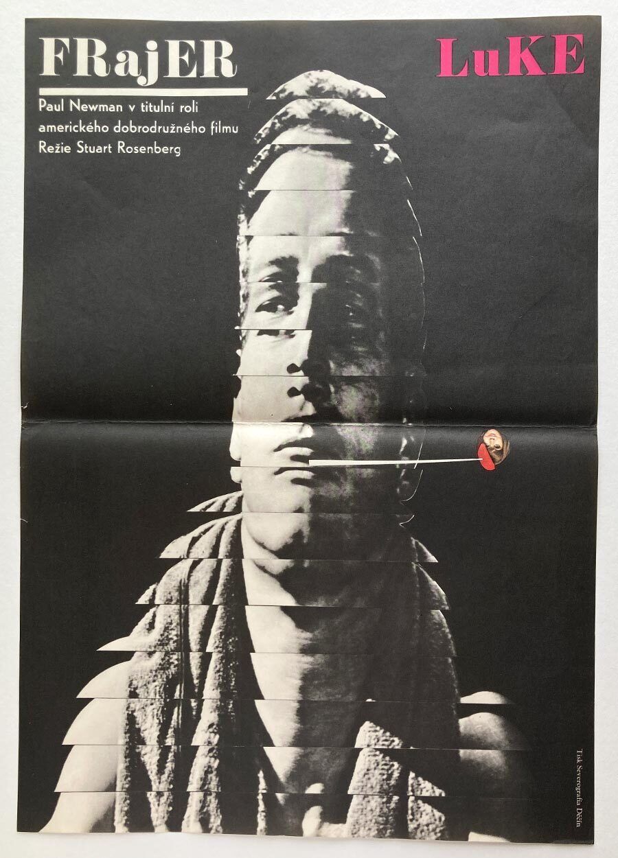 Affiche de cinéma originale, Cool Hand Luke, Milan Grygar, 1967, impression tchèque vintage