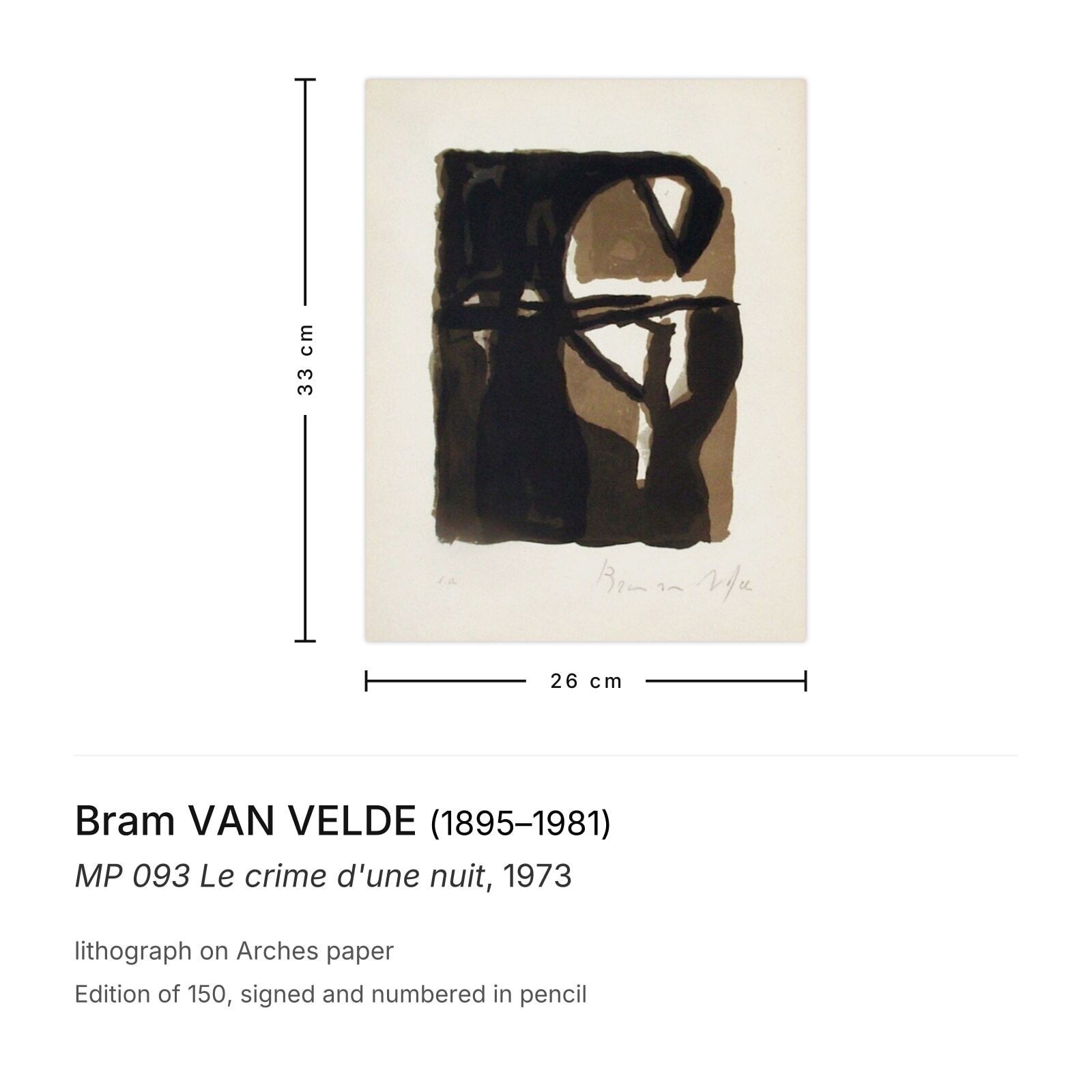 Bram Van Velde Signed Lithograph Mp 093 Le Crime D'une Nuit 1973 photo furniture