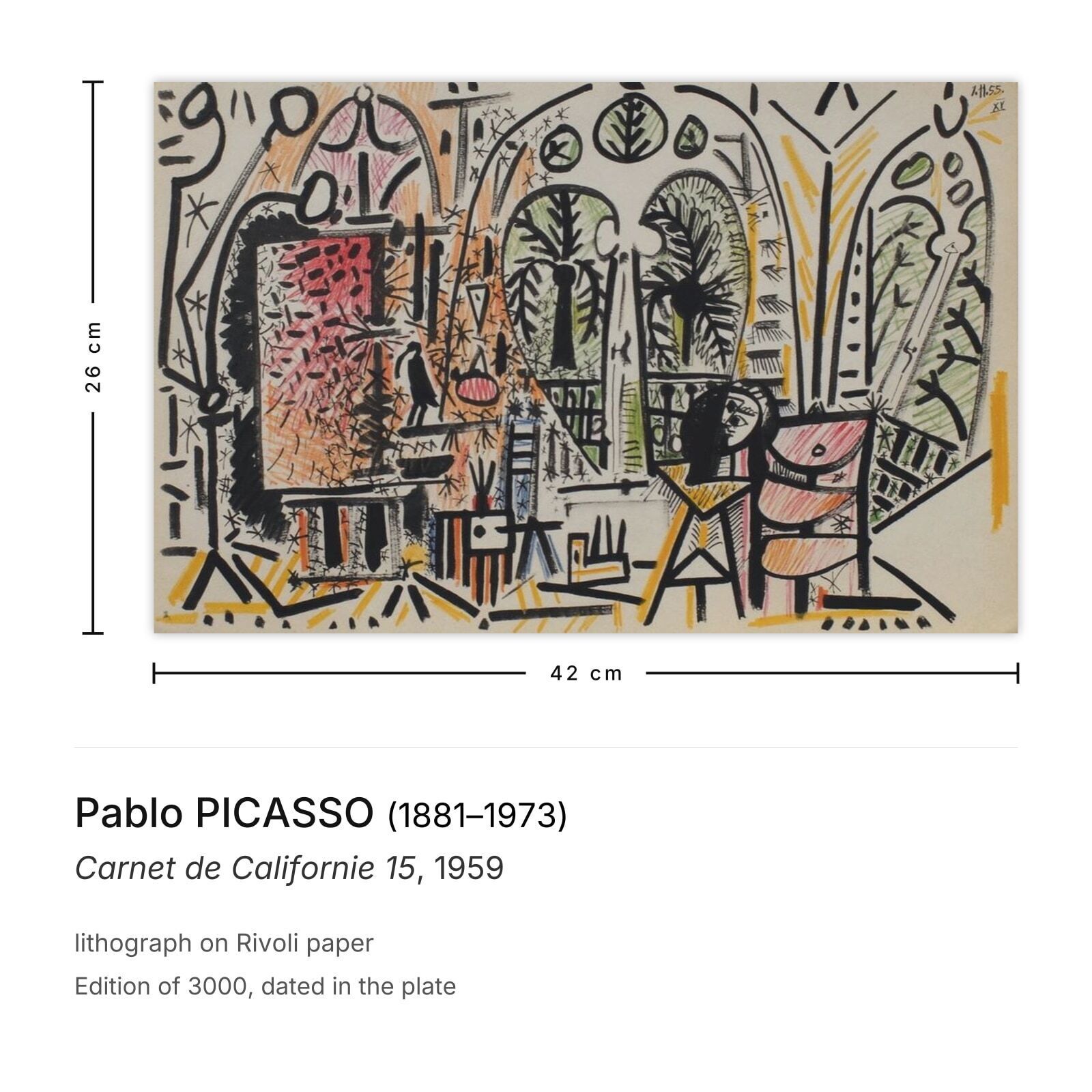 Pablo Picasso Lithograph Carnet De Californie 15 1959 photo furniture