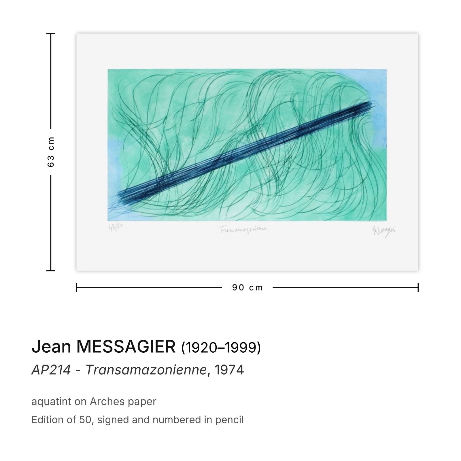 Jean Messagier Gesigneerde Aquatint Ap214 Transamazonienne 1974 photo furniture