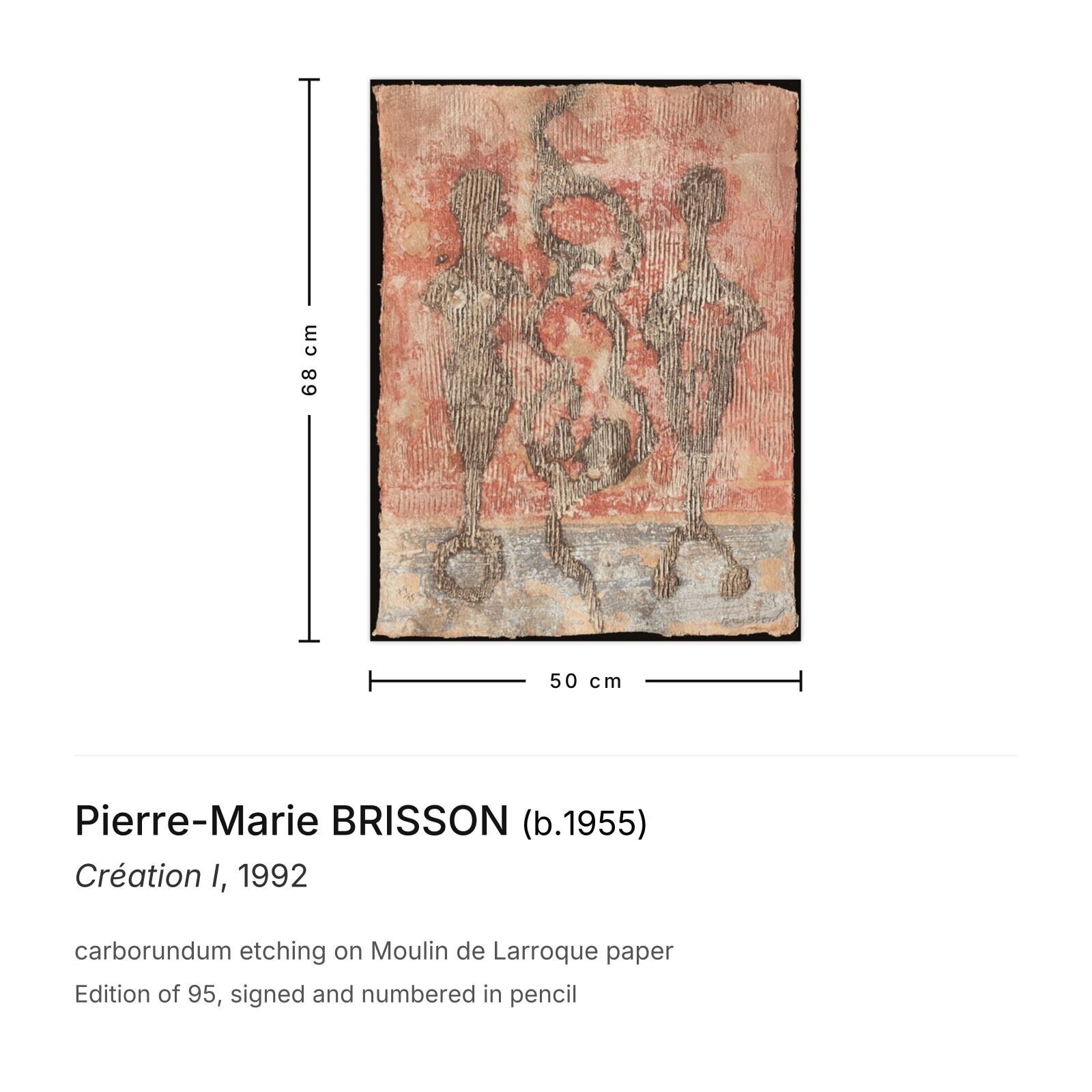 Pierre Marie Brisson Signed Carborundum Etching Création I 1992 photo furniture