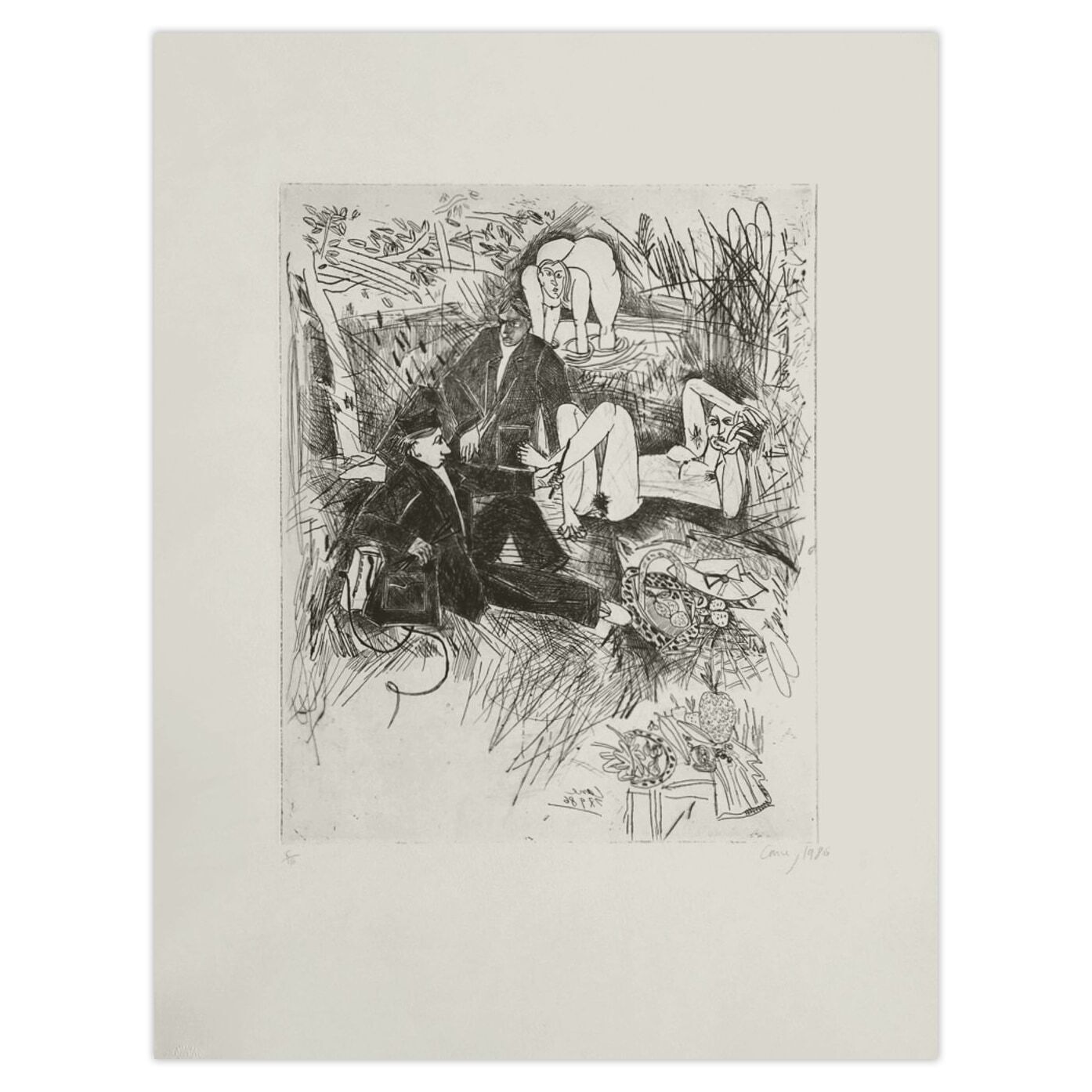 Louis Cane Gesigneerde Ets Petit Déjeuner Sur L'herbe (2ème état) 1986