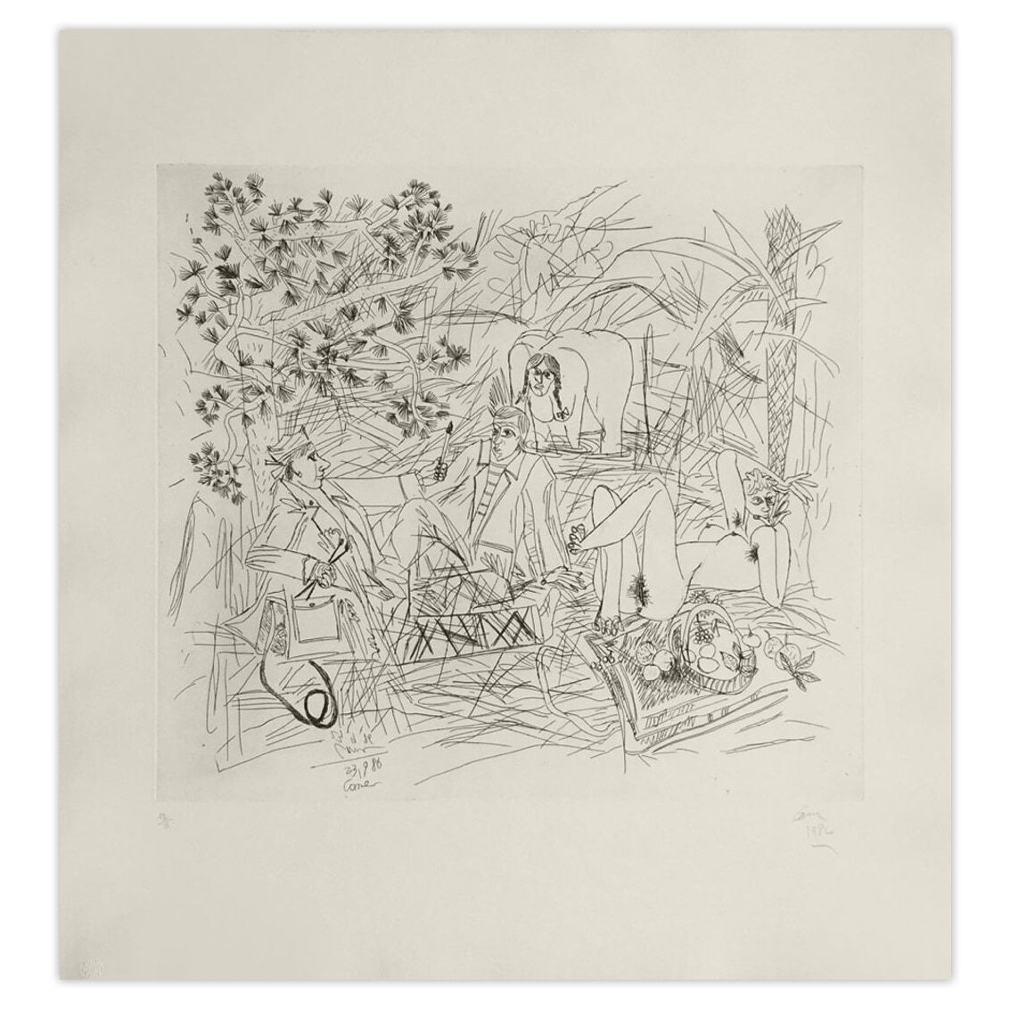 Louis Cane Gesigneerde Ets Déjeuner Sur L'herbe (1er état) 1986