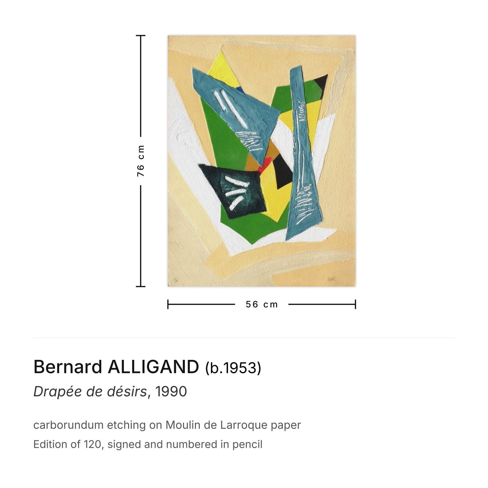 Bernard Alligand Gesigneerde Carborundum Ets Drapée De Désirs 1990 photo furniture