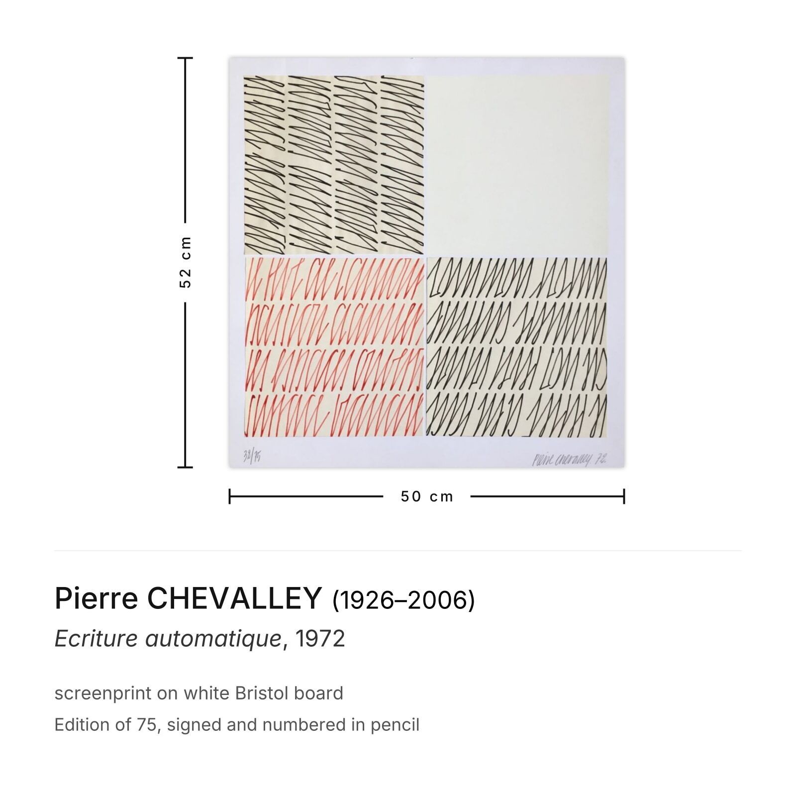 Pierre Chevalley Gesigneerde Zeefdruk Ecriture Automatique 1972 photo furniture