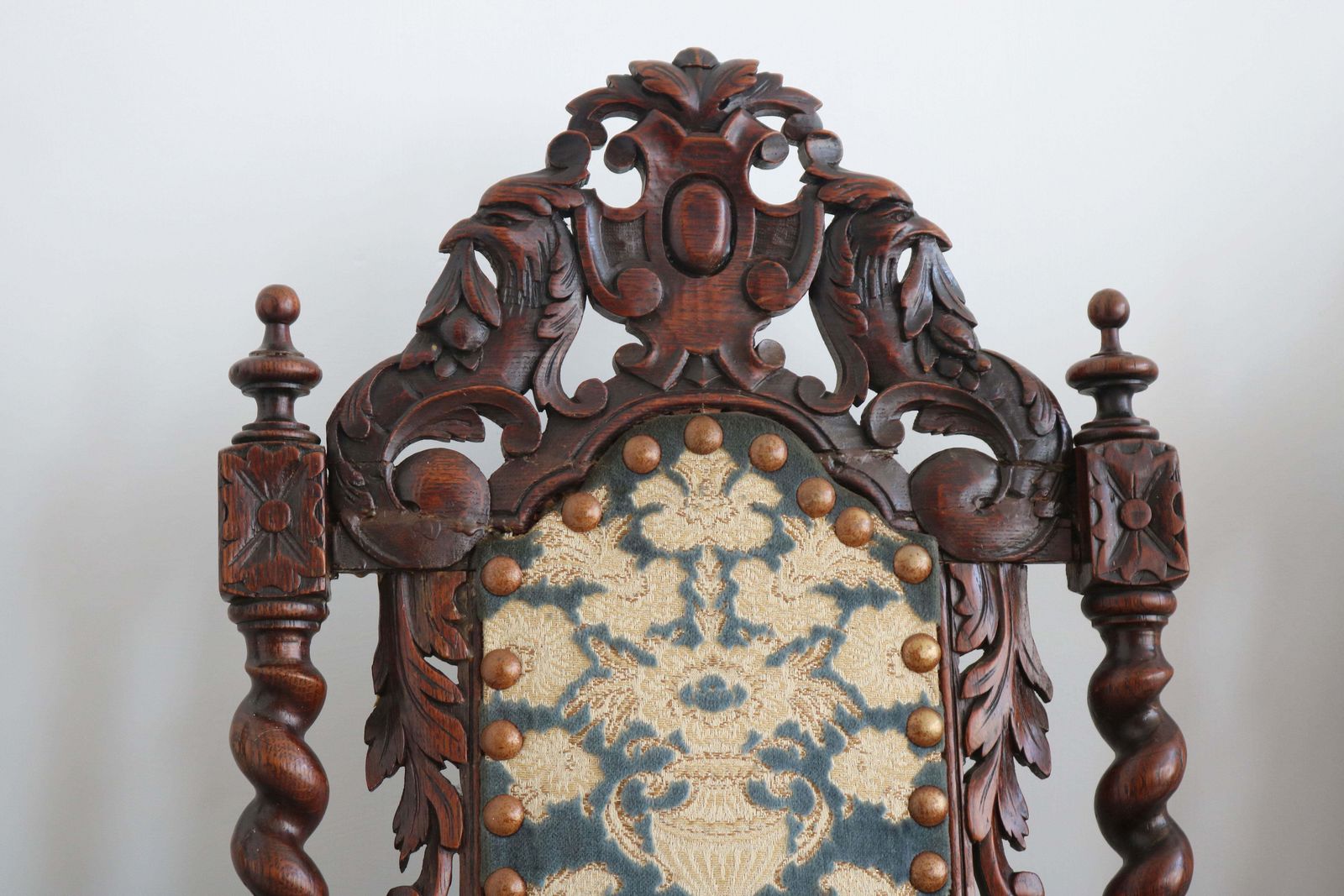 Set Of 4 French Renaissance Revival Barley Twisted Chairs 19th Century Oak photo for sale