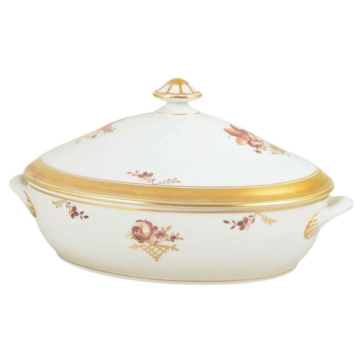 Royal Copenhagen. Golden Basket Oval Tureen In Porcelain. Dated 1964