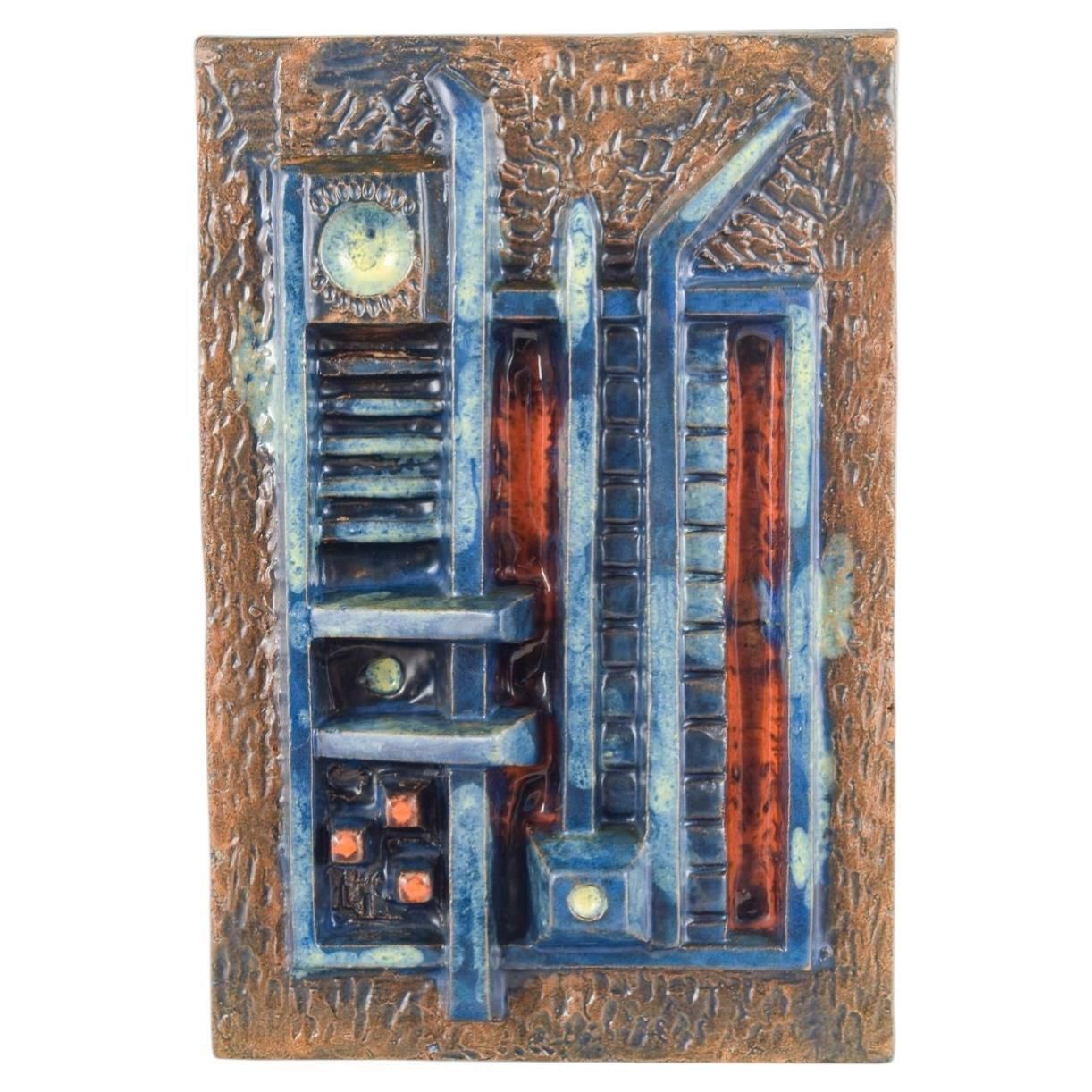 European Studio Ceramicist. Abstract Wall Relief In Stoneware. 1970s.